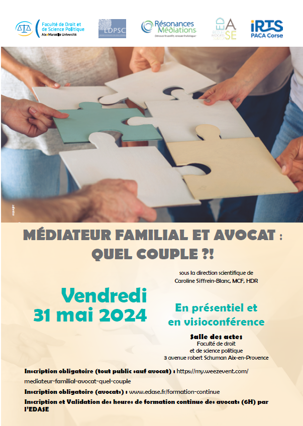Conférence Médiateur familial & avocat - Aix-en-Provence @ Faculté de droit et de science politique